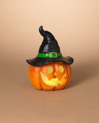 Lighted Halloween Pumpkin with Moving Eyes 13.6"