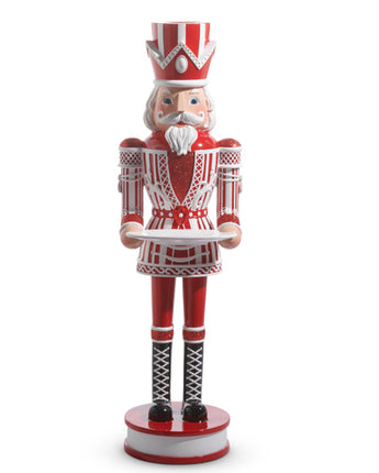 36" Peppermint Nutcracker with Serving Tray