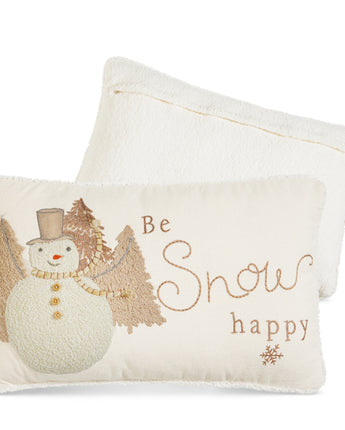 22.5" "Be Snow Happy" Snowman Pillow