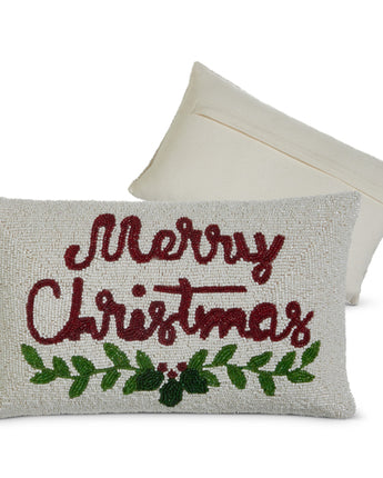 14.5" Merry Christmas Beaded Pillow