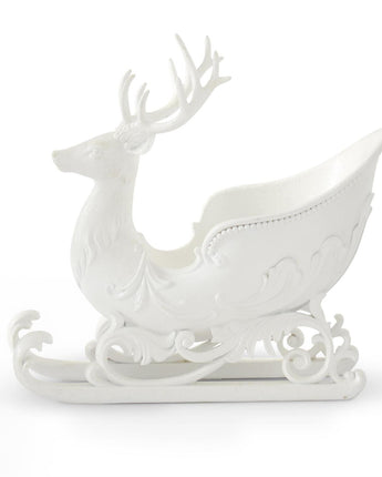 11.25" Glittered White Reindeer Bust Sleigh