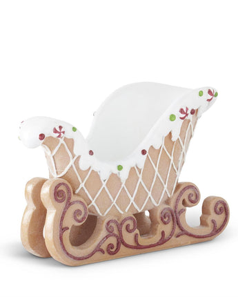 14" Resin Frosted Gingerbread Sleigh