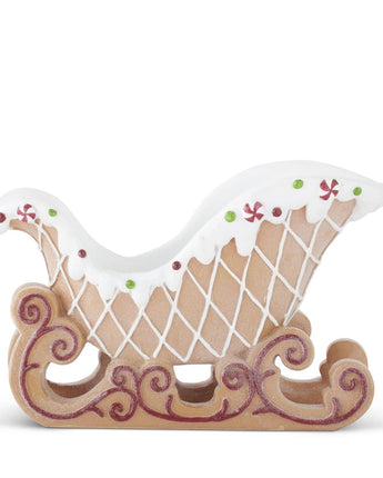 14" Resin Frosted Gingerbread Sleigh