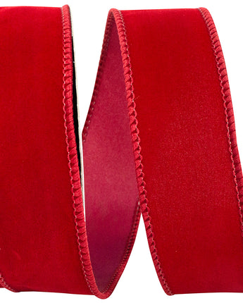 Scarlet Red Velvet Wired Edge Ribbon