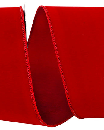 Scarlet Red Velvet Wired Edge Ribbon