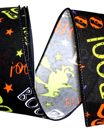 BOO & BATS WIRED EDGE RIBBON 2.5" X 10 YDS