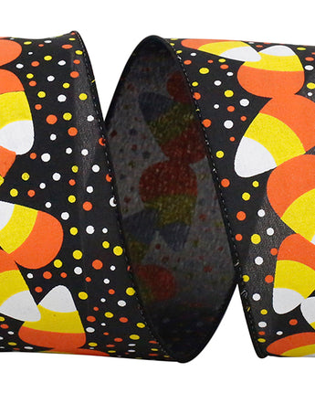 CANDY CORN WIRED EDGE RIBBON 2.5" X 10 YDS