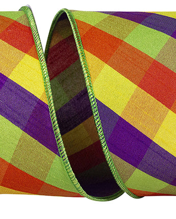 4" Tropical Dupioni Diagonal Check Ribbon