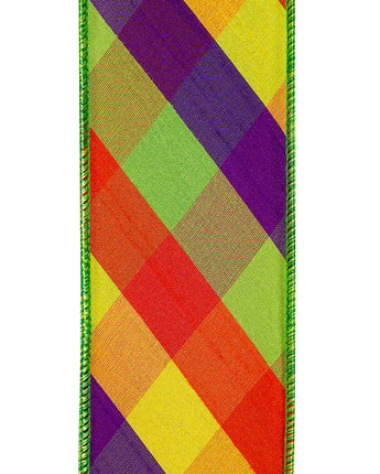 2.5" Tropical Dupioni Diagonal Check Ribbon