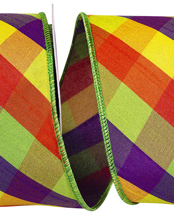 2.5" Tropical Dupioni Diagonal Check Ribbon