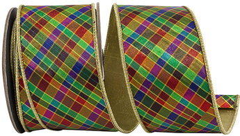 2.5" PLAID METALLIC JEWEL TONE DELUXE METALLIC RIBBON