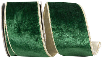 2.5" PLUSH HOLIDAY GREEN VELVET DELUXE DUPIONI METALLIC RIBBON