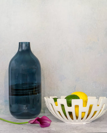 White Glazed Ceramic Cutout Bowls