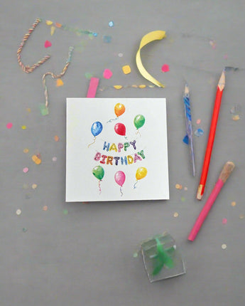 "Happy Birthday" Balloon Banner Enclosure Card