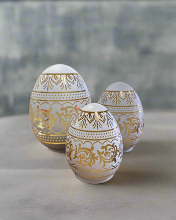 White Ornate Laser Engraved Easter Eggs (Set of 3)