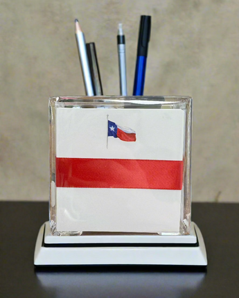 Waving Texas Flag Notepad with Acrylic Holder