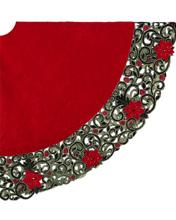 64" Berry Vine Jewel Point Velvet Tree Skirt