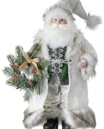 18" Northwoods Standing Santa with Wreath