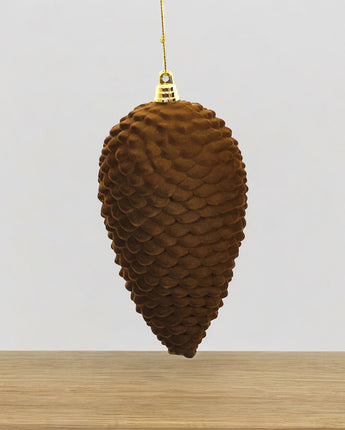 Flocked Pinecone Ornament 7"