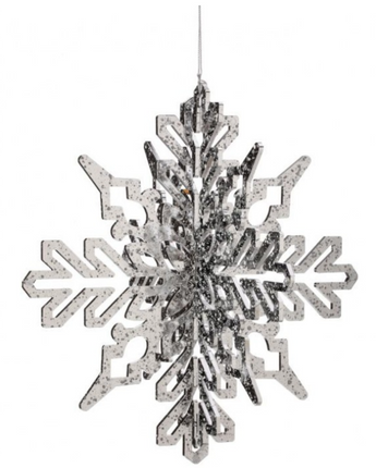 3D Shiny Snowflake with Snow Ornament 14"