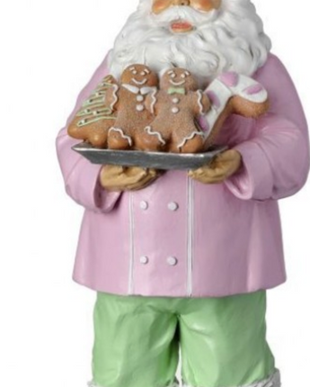 Resin Pastel Gingerbread Santa Chef 16.6"