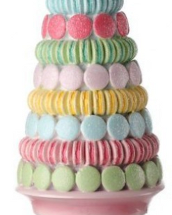 Resin Pastel Macaron Tree on Pedestal 16"