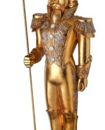 Resin Regal Golden Nutcracker with Staff 25.5"