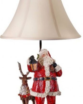 Resin Santa with Forest Friends Lamp 29"