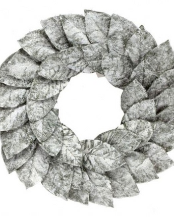 Snow Magnolia Leaf Wreath 24"