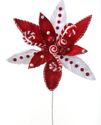 Velvet Candy Cane Poinsettia 24"