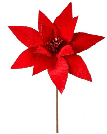 Velvet Glitter Edge Jeweled Poinsettia 24"