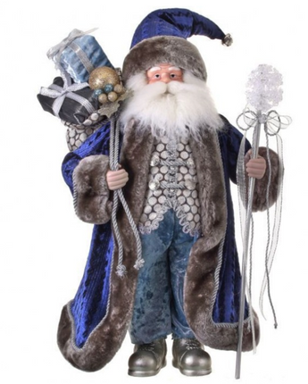 Winter Blue Santa with Snowflake Staff 21"