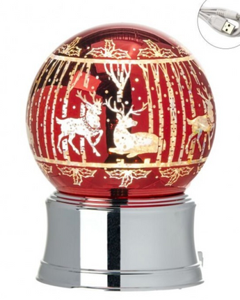 Winter Deer Scene Water Globe 7"