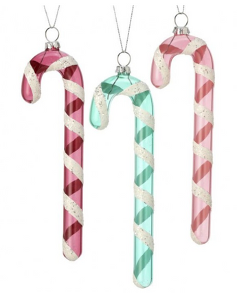 Glass Candy Cane Ornament 7.5"