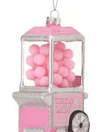 Glass Cotton Candy Machine Ornament 4"