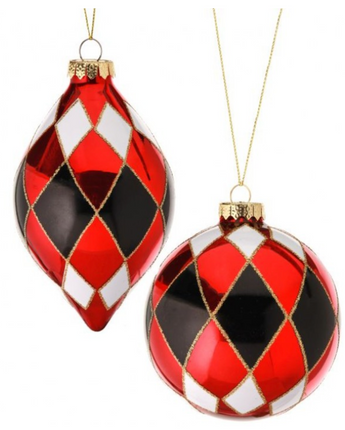 Glass Harlequin Ornament 4"