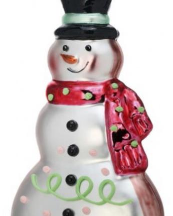 Glass Holiday Sweets Snowman Ornament 6"