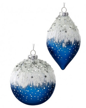 Glass Snow Cap Ornament 4"