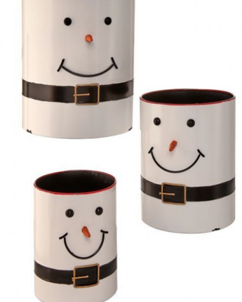 Metal Snowman Container