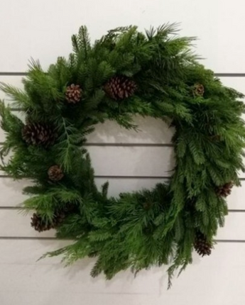 Natural Touch Mix Evergreen Wreath 30"