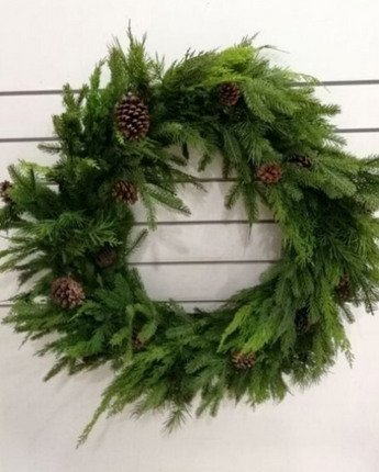 Natural Touch Mix Evergreen Wreath 36"