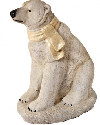 Outdoor Sitting Polar Bear with Scarf 29"