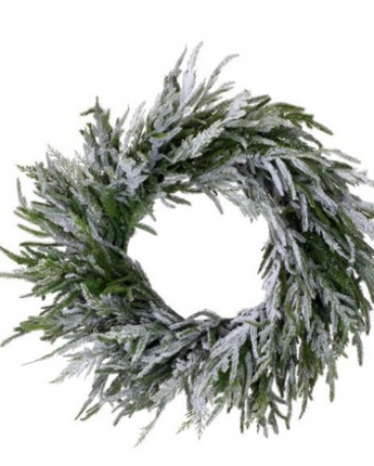 Real Touch Norfolk Pine Wreath with Snow 24"