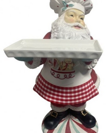 Resin Chef Santa with Serving Tray 28"