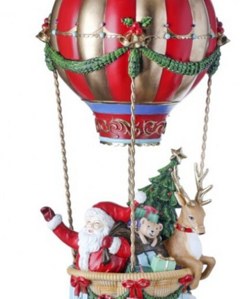 Resin Hot Air Balloon with Santa 17"