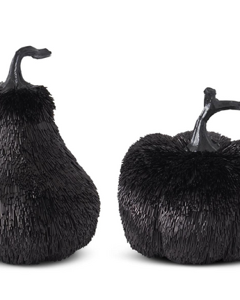 Black Textured Pumpkins Set of 2