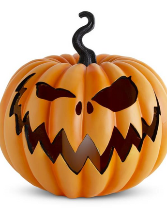 Orange Resin LED Flicker Flame Jack-O-Lantern 13"