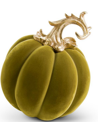 Velvet Pumpkin with Gold Filigree Stem 12"