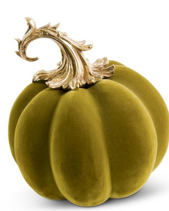 Velvet Pumpkin with Gold Filigree Stem 9.5"