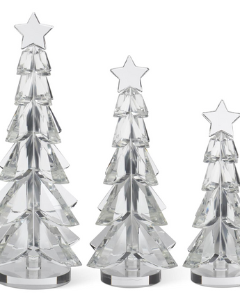 Clear Crystal Glass Trees (Set of 3)